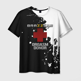 Мужская футболка 3D с принтом Brazzers orgasm donor	 в городе Новоалтайск, 100% полиэфир | прямой крой, круглый вырез горловины, длина до линии бедер | brazzers | ананизм | бразерс | браззерс | братья | звезда | мостурба | надпись | прикол | проно хуб | сайт | с