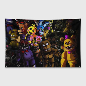 Флаг-баннер с принтом Five Nights At Freddys в городе Новоалтайск, 100% полиэстер | размер 67 х 109 см, плотность ткани — 95 г/м2; по краям флага есть четыре люверса для крепления | 5 ночей | 5 ночей с фредди | 5 ночей с фреди | five nights at freddys | fnaf | foxy | аниматроники | игра | компьютерная игра | пять ночей с фредди | фокси | фредди | фреди | чика