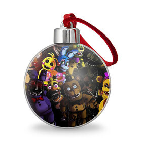 Ёлочный шар с принтом Five Nights At Freddys в городе Новоалтайск, Пластик | Диаметр: 77 мм | Тематика изображения на принте: 5 ночей | 5 ночей с фредди | 5 ночей с фреди | five nights at freddys | fnaf | foxy | аниматроники | игра | компьютерная игра | пять ночей с фредди | фокси | фредди | фреди | чика