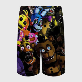 Детские спортивные шорты 3D с принтом Five Nights At Freddys в городе Новоалтайск,  100% полиэстер
 | пояс оформлен широкой мягкой резинкой, ткань тянется
 | 5 ночей | 5 ночей с фредди | 5 ночей с фреди | five nights at freddys | fnaf | foxy | аниматроники | игра | компьютерная игра | пять ночей с фредди | фокси | фредди | фреди | чика