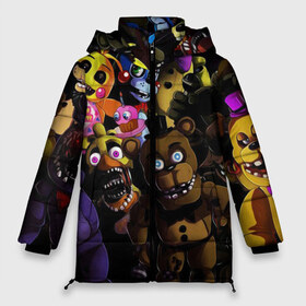 Женская зимняя куртка 3D с принтом Five Nights At Freddys в городе Новоалтайск, верх — 100% полиэстер; подкладка — 100% полиэстер; утеплитель — 100% полиэстер | длина ниже бедра, силуэт Оверсайз. Есть воротник-стойка, отстегивающийся капюшон и ветрозащитная планка. 

Боковые карманы с листочкой на кнопках и внутренний карман на молнии | 5 ночей | 5 ночей с фредди | 5 ночей с фреди | five nights at freddys | fnaf | foxy | аниматроники | игра | компьютерная игра | пять ночей с фредди | фокси | фредди | фреди | чика
