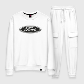 Женский костюм хлопок с принтом Ford в городе Новоалтайск, 100% хлопок | на свитшоте круглая горловина, мягкая резинка по низу. Брюки заужены к низу, на них два вида карманов: два 