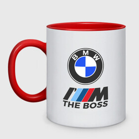 Кружка двухцветная с принтом BMW BOSS | БМВ БОСС в городе Новоалтайск, керамика | объем — 330 мл, диаметр — 80 мм. Цветная ручка и кайма сверху, в некоторых цветах — вся внутренняя часть | Тематика изображения на принте: bmw | bmw performance | m | motorsport | performance | бмв | бэха | моторспорт