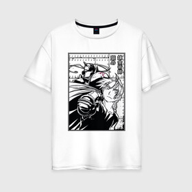 Женская футболка хлопок Oversize с принтом Elric Fullmetal Alchemist в городе Новоалтайск, 100% хлопок | свободный крой, круглый ворот, спущенный рукав, длина до линии бедер
 | alphonse elric | anime | brotherhood | edward elric | elric brothers | fullmetal alchemist | manga | альфонс элрик | аниме | манга | стальной алхимик | эдвард элрик