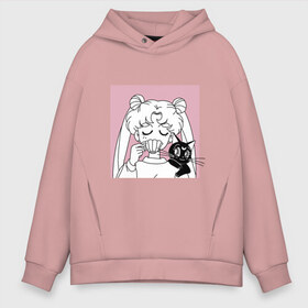 Мужское худи Oversize хлопок с принтом Usagi Tsukino Sailor Moon в городе Новоалтайск, френч-терри — 70% хлопок, 30% полиэстер. Мягкий теплый начес внутри —100% хлопок | боковые карманы, эластичные манжеты и нижняя кромка, капюшон на магнитной кнопке | Тематика изображения на принте: anime | bunny | kawaii | luna | manga | sailor moon | sailors | usagi tsukino | аниме | луна | манга | сейлор мун | усаги цукино