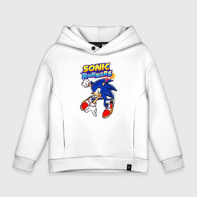 Детское худи Oversize хлопок с принтом Sonic в городе Новоалтайск, френч-терри — 70% хлопок, 30% полиэстер. Мягкий теплый начес внутри —100% хлопок | боковые карманы, эластичные манжеты и нижняя кромка, капюшон на магнитной кнопке | 90 е | old school | sega | sonic | еж | игра | олдскулл | сега | синий еж | соник