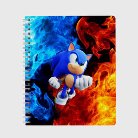 Тетрадь с принтом SONIC в городе Новоалтайск, 100% бумага | 48 листов, плотность листов — 60 г/м2, плотность картонной обложки — 250 г/м2. Листы скреплены сбоку удобной пружинной спиралью. Уголки страниц и обложки скругленные. Цвет линий — светло-серый
 | hedgehog | metal sonic | silver | silver the hedgehog | sonic | sonic boom | sonic the hedgehog | еж | ёж сонник | ежик | игры | кино | соник | соник в кино | сонник | фильм
