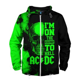 Мужская ветровка 3D с принтом Im on the highway to hell AC/DC в городе Новоалтайск, 100% полиэстер | подол и капюшон оформлены резинкой с фиксаторами, два кармана без застежек по бокам, один потайной карман на груди | ac dc | acdc | acdc ас дс | angus | back in black | highway to hell | mckinn | австралийская | ангус янг | ас дс | асдс | блюз | в форме | гитара | группа | дым | крис слэйд | метал | молния | музыка | певец | рок | рок н ролл | стиви янг