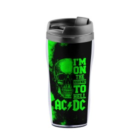 Термокружка-непроливайка с принтом Im on the highway to hell AC/DC в городе Новоалтайск, внутренняя часть — пищевой пластик, наружная часть — прозрачный пластик, между ними — полиграфическая вставка с рисунком | объем — 350 мл, герметичная крышка | ac dc | acdc | acdc ас дс | angus | back in black | highway to hell | mckinn | австралийская | ангус янг | ас дс | асдс | блюз | в форме | гитара | группа | дым | крис слэйд | метал | молния | музыка | певец | рок | рок н ролл | стиви янг