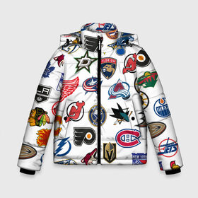 Зимняя куртка для мальчиков 3D с принтом NHL PATTERN в городе Новоалтайск, ткань верха — 100% полиэстер; подклад — 100% полиэстер, утеплитель — 100% полиэстер | длина ниже бедра, удлиненная спинка, воротник стойка и отстегивающийся капюшон. Есть боковые карманы с листочкой на кнопках, утяжки по низу изделия и внутренний карман на молнии. 

Предусмотрены светоотражающий принт на спинке, радужный светоотражающий элемент на пуллере молнии и на резинке для утяжки | anaheim ducks | arizona coyotes | boston bruins | buffalo sabres | calgary flames | canadiens de montreal | carolina hurricanes | chicago blackhawks | colorado avalanche | columbus blue jackets | dallas stars | detroit red wings | edmonton oil | hockey | 