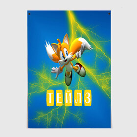 Постер с принтом Sonic - Майлз Тейлз в городе Новоалтайск, 100% бумага
 | бумага, плотность 150 мг. Матовая, но за счет высокого коэффициента гладкости имеет небольшой блеск и дает на свету блики, но в отличии от глянцевой бумаги не покрыта лаком | ежик | майлз | персонаж | соник | тейлз