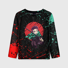 Детский лонгслив 3D с принтом KIMETSU NO YAIBA | КЛИНОК РАССЕКАЮЩИЙ ДЕМОНОВ (Z) в городе Новоалтайск, 100% полиэстер | длинные рукава, круглый вырез горловины, полуприлегающий силуэт
 | demon slayer | kimetsu no yaiba | nezuko | shinobu | slayer | tanjiro | zenitsu | гию томиока | зенитцу | иноске хашибира | клинок рассекающий демонов | незуко | танджиро | шинобу кочо