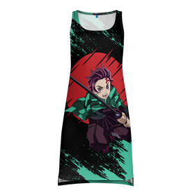 Платье-майка 3D с принтом KIMETSU NO YAIBA | КЛИНОК РАССЕКАЮЩИЙ ДЕМОНОВ (Z) в городе Новоалтайск, 100% полиэстер | полуприлегающий силуэт, широкие бретели, круглый вырез горловины, удлиненный подол сзади. | demon slayer | kimetsu no yaiba | nezuko | shinobu | slayer | tanjiro | zenitsu | гию томиока | зенитцу | иноске хашибира | клинок рассекающий демонов | незуко | танджиро | шинобу кочо