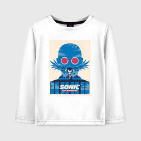 Детский лонгслив хлопок с принтом Sonic в городе Новоалтайск, 100% хлопок | круглый вырез горловины, полуприлегающий силуэт, длина до линии бедер | game | poster | sega | sonic | игра | постер | сега | соник