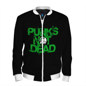 Мужской бомбер 3D с принтом Punks Not Dead в городе Новоалтайск, 100% полиэстер | застегивается на молнию, по бокам два кармана без застежек, по низу бомбера и на воротнике - эластичная резинка | art | punk | punks not dead | rock | sons of anarchy | анархия | арт | группа | егор летов | логотип | музыка | надпись | панк | панк рок | прикольная | рок | свобода | хаос