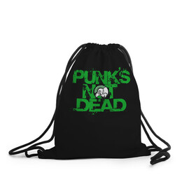 Рюкзак-мешок 3D с принтом Punks Not Dead в городе Новоалтайск, 100% полиэстер | плотность ткани — 200 г/м2, размер — 35 х 45 см; лямки — толстые шнурки, застежка на шнуровке, без карманов и подкладки | art | punk | punks not dead | rock | sons of anarchy | анархия | арт | группа | егор летов | логотип | музыка | надпись | панк | панк рок | прикольная | рок | свобода | хаос