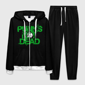 Мужской костюм 3D с принтом Punks Not Dead в городе Новоалтайск, 100% полиэстер | Манжеты и пояс оформлены тканевой резинкой, двухслойный капюшон со шнурком для регулировки, карманы спереди | art | punk | punks not dead | rock | sons of anarchy | анархия | арт | группа | егор летов | логотип | музыка | надпись | панк | панк рок | прикольная | рок | свобода | хаос