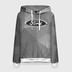 Женская толстовка 3D с принтом Ford ч/б в городе Новоалтайск, 100% полиэстер  | двухслойный капюшон со шнурком для регулировки, мягкие манжеты на рукавах и по низу толстовки, спереди карман-кенгуру с мягким внутренним слоем. | explorer | fiesta | focus | ford | gt40 | kuga | mondeo | mustang | авто | автомобиль | ам | куга | машина | мондео | мустанг | фиеста | фокус | форд