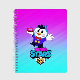 Тетрадь с принтом Brawl Stars Mr P в городе Новоалтайск, 100% бумага | 48 листов, плотность листов — 60 г/м2, плотность картонной обложки — 250 г/м2. Листы скреплены сбоку удобной пружинной спиралью. Уголки страниц и обложки скругленные. Цвет линий — светло-серый
 | Тематика изображения на принте: bibi | brawl | crow | leon | mr p | mrp | spike | stars | барли | биби | бо | бравл | булл | ворон | джесси | джин | дэррил | леон | нита | пайпер | поко | пэм | рикошет | спайк | стар | старз | старс | фрэнк | шелли
