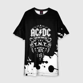 Детское платье 3D с принтом AC/DC T.N.T. в городе Новоалтайск, 100% полиэстер | прямой силуэт, чуть расширенный к низу. Круглая горловина, на рукавах — воланы | ac dc | acdc | acdc ас дс | angus | back in black | highway to hell | mckinnon | young | австралийская | ангус янг | ас дс | асдс | блюз | в форме | гитара | группа | крис слэйд | метал | молния | музыка | п | певец | рок | рок н ролл