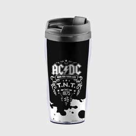 Термокружка-непроливайка с принтом AC/DC T.N.T. в городе Новоалтайск, внутренняя часть — пищевой пластик, наружная часть — прозрачный пластик, между ними — полиграфическая вставка с рисунком | объем — 350 мл, герметичная крышка | Тематика изображения на принте: ac dc | acdc | acdc ас дс | angus | back in black | highway to hell | mckinnon | young | австралийская | ангус янг | ас дс | асдс | блюз | в форме | гитара | группа | крис слэйд | метал | молния | музыка | п | певец | рок | рок н ролл