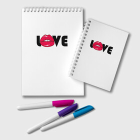 Блокнот с принтом love (W) в городе Новоалтайск, 100% бумага | 48 листов, плотность листов — 60 г/м2, плотность картонной обложки — 250 г/м2. Листы скреплены удобной пружинной спиралью. Цвет линий — светло-серый
 | Тематика изображения на принте: kiss | love | me | буквы | горошек | губы | девушке | женщине | лов | любим | люблю | любовь | меня | мне | мужчине | надпись | парню | подарок | поцелуй | рот | тебя | уже