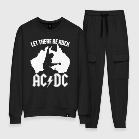 Женский костюм хлопок с принтом Let there be rock в городе Новоалтайск, 100% хлопок | на свитшоте круглая горловина, мягкая резинка по низу. Брюки заужены к низу, на них два вида карманов: два 