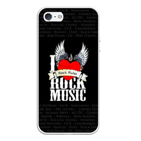 Чехол для iPhone 5/5S матовый с принтом ROCK в городе Новоалтайск, Силикон | Область печати: задняя сторона чехла, без боковых панелей | ac dc | beatles | iron maiden | kiss | metallica | nirvana | ozzy | pink floyd | queen | rock | rolling stones | ас дс | группа | крылья | музыка | надпись | перья | рок | сердце