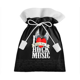 Подарочный 3D мешок с принтом ROCK в городе Новоалтайск, 100% полиэстер | Размер: 29*39 см | ac dc | beatles | iron maiden | kiss | metallica | nirvana | ozzy | pink floyd | queen | rock | rolling stones | ас дс | группа | крылья | музыка | надпись | перья | рок | сердце