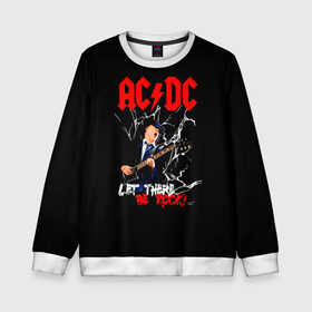 Детский свитшот 3D с принтом AC/DC let there be rock! в городе Новоалтайск, 100% полиэстер | свободная посадка, прямой крой, мягкая тканевая резинка на рукавах и понизу свитшота | ac dc | acdc | acdc ас дс | angus | back in black | highway to hell | mckinnon | young | австралийская | ангус янг | ас дс | асдс | блюз | в форме | гитара | группа | крис слэйд | метал | молния | музыка | п | певец | рок | рок н ролл