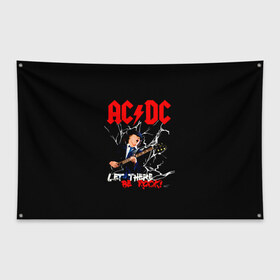 Флаг-баннер с принтом AC DC let there be rock! в городе Новоалтайск, 100% полиэстер | размер 67 х 109 см, плотность ткани — 95 г/м2; по краям флага есть четыре люверса для крепления | ac dc | acdc | acdc ас дс | angus | back in black | highway to hell | mckinnon | young | австралийская | ангус янг | ас дс | асдс | блюз | в форме | гитара | группа | крис слэйд | метал | молния | музыка | п | певец | рок | рок н ролл