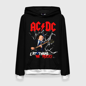 Женская толстовка 3D с принтом AC/DC let there be rock! в городе Новоалтайск, 100% полиэстер  | двухслойный капюшон со шнурком для регулировки, мягкие манжеты на рукавах и по низу толстовки, спереди карман-кенгуру с мягким внутренним слоем. | ac dc | acdc | acdc ас дс | angus | back in black | highway to hell | mckinnon | young | австралийская | ангус янг | ас дс | асдс | блюз | в форме | гитара | группа | крис слэйд | метал | молния | музыка | п | певец | рок | рок н ролл