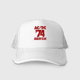 Кепка тракер с сеткой с принтом AC/DC 74 jailbreak в городе Новоалтайск, трикотажное полотно; задняя часть — сетка | длинный козырек, универсальный размер, пластиковая застежка | ac dc | acdc | acdc ас дс | angus | back in black | highway to hell | mckinnon | young | австралийская | ангус янг | ас дс | асдс | блюз | в форме | гитара | группа | крис слэйд | метал | молния | музыка | п | певец | рок | рок н ролл