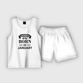 Детская пижама с шортами хлопок с принтом Legends are born in january в городе Новоалтайск,  |  | birthday | born | gift | happy birthday | legends | день рождения | легенды | подарка | праздник | январь