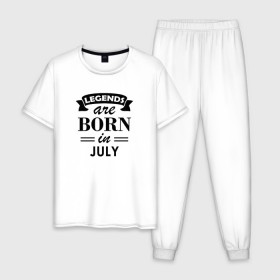 Мужская пижама хлопок с принтом Legends are born in july в городе Новоалтайск, 100% хлопок | брюки и футболка прямого кроя, без карманов, на брюках мягкая резинка на поясе и по низу штанин
 | birthday | born | gift | happy birthday | legends | день рождения | июль | легенды | подарка | праздник