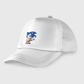 Детская кепка тракер с принтом SONIC в городе Новоалтайск, Козырек - 100% хлопок. Кепка - 100% полиэстер, Задняя часть - сетка | универсальный размер, пластиковая застёжка | animal | games | hedgehog | sega | sonic | speed | speed sonic | быстрый ёж | ёж | ёжик | игры | персонаж | сега | синий ёж | скорость | соник