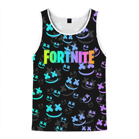Мужская майка 3D с принтом Fortnite & Marshmello в городе Новоалтайск, 100% полиэстер | круглая горловина, приталенный силуэт, длина до линии бедра. Пройма и горловина окантованы тонкой бейкой | fortnite | marshmello | диджей | игра | клуб | клубная музыка | компьютерная игра | маршмеллоу | маршмэлло | маршмэллоу | музыка | симулятор | фортнайт | электронная