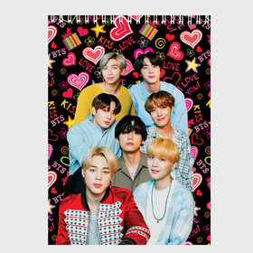 Скетчбук с принтом I Love BTS в городе Новоалтайск, 100% бумага
 | 48 листов, плотность листов — 100 г/м2, плотность картонной обложки — 250 г/м2. Листы скреплены сверху удобной пружинной спиралью | army | bts | k pop | love | арми | бтс | к поп | любовь | сердечки