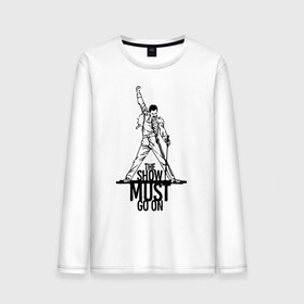 Мужской лонгслив хлопок с принтом Queen - The Show Must Go On в городе Новоалтайск, 100% хлопок |  | freddie mercury | queen | quen | the show must go on | we are the champions | богемская рапсодия | глэм | группа | квин | королева | куин | меркури | меркьюри | музыкант | мэркури | певец | песня | поп | рок | фаррух булсара | фредди