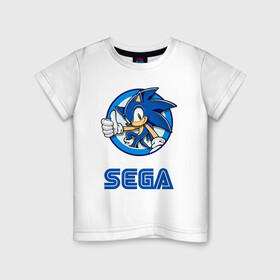 Детская футболка хлопок с принтом SONIC SEGA. в городе Новоалтайск, 100% хлопок | круглый вырез горловины, полуприлегающий силуэт, длина до линии бедер | game | sega | sonic | sonic the hedgehog | видеоигра | доктор эггман | звуковой | игра | со скоростью звука | соник | соник в кино