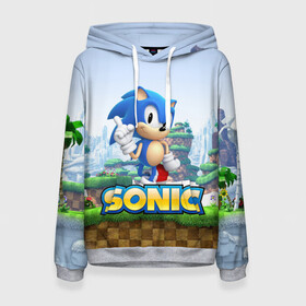 Женская толстовка 3D с принтом SEGA SONIC в городе Новоалтайск, 100% полиэстер  | двухслойный капюшон со шнурком для регулировки, мягкие манжеты на рукавах и по низу толстовки, спереди карман-кенгуру с мягким внутренним слоем. | sonic generations | sonic heroes | sonic mania | ёж | ёжик | игра соник | кино соник | сега игры | соник | соник бум | соник в кино | соник икс | соник фильм | фильм соник