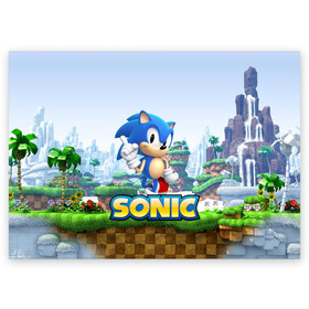 Поздравительная открытка с принтом SEGA SONIC в городе Новоалтайск, 100% бумага | плотность бумаги 280 г/м2, матовая, на обратной стороне линовка и место для марки
 | Тематика изображения на принте: sonic generations | sonic heroes | sonic mania | ёж | ёжик | игра соник | кино соник | сега игры | соник | соник бум | соник в кино | соник икс | соник фильм | фильм соник