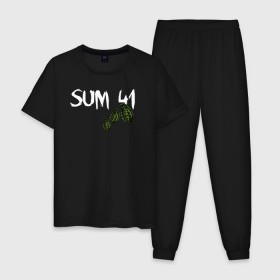 Мужская пижама хлопок с принтом Sum 41 в городе Новоалтайск, 100% хлопок | брюки и футболка прямого кроя, без карманов, на брюках мягкая резинка на поясе и по низу штанин
 | order in decline | punk | punk rock | rock | sum 41 | sum41 | марк спиколак | панк рок | поп панк | рок | рок группа | сам фоти уан