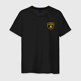 Мужская футболка хлопок с принтом lamborghini Logo Gold в городе Новоалтайск, 100% хлопок | прямой крой, круглый вырез горловины, длина до линии бедер, слегка спущенное плечо. | audi | auto | aventador | lamborghini | murcielago | urus | авто | автомобиль | ам | ламба | ламборгини | машина | машины | спорткар | урус