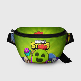 Поясная сумка 3D с принтом BRAWL STARS SPIKE в городе Новоалтайск, 100% полиэстер | плотная ткань, ремень с регулируемой длиной, внутри несколько карманов для мелочей, основное отделение и карман с обратной стороны сумки застегиваются на молнию | brawl stars | brawl stars spike | brawler | spike | бравл старз | бравлер | спайк