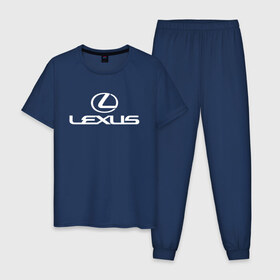 Мужская пижама хлопок с принтом LEXUS в городе Новоалтайск, 100% хлопок | брюки и футболка прямого кроя, без карманов, на брюках мягкая резинка на поясе и по низу штанин
 | auto | lexus | sport | авто | автомобиль | автомобильные | бренд | лексус | марка | машины | спорт