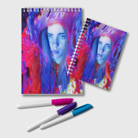 Блокнот с принтом Billie Paint Colors в городе Новоалтайск, 100% бумага | 48 листов, плотность листов — 60 г/м2, плотность картонной обложки — 250 г/м2. Листы скреплены удобной пружинной спиралью. Цвет линий — светло-серый
 | bad | bad guy | billi | billie | billie eilish | eilish | good girl | music | swag | айлиш | беляш | били | били айлиш | билли | билли айлиш | билли эйлиш | биляш | музка | певица | эйлиш