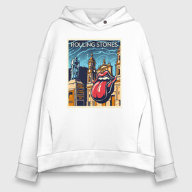 Женское худи Oversize хлопок с принтом rolling stones в городе Новоалтайск, френч-терри — 70% хлопок, 30% полиэстер. Мягкий теплый начес внутри —100% хлопок | боковые карманы, эластичные манжеты и нижняя кромка, капюшон на магнитной кнопке | mick jagger | music | rock | rolling stones | музыка | рок