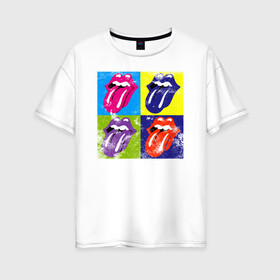 Женская футболка хлопок Oversize с принтом rolling stones в городе Новоалтайск, 100% хлопок | свободный крой, круглый ворот, спущенный рукав, длина до линии бедер
 | mick jagger | music | rock | rolling stones | музыка | рок
