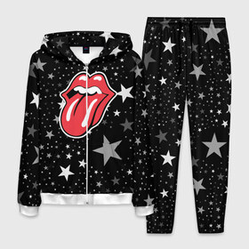 Мужской костюм 3D с принтом rolling stones star в городе Новоалтайск, 100% полиэстер | Манжеты и пояс оформлены тканевой резинкой, двухслойный капюшон со шнурком для регулировки, карманы спереди | mick jagger | music | rock | rolling stones | музыка | рок